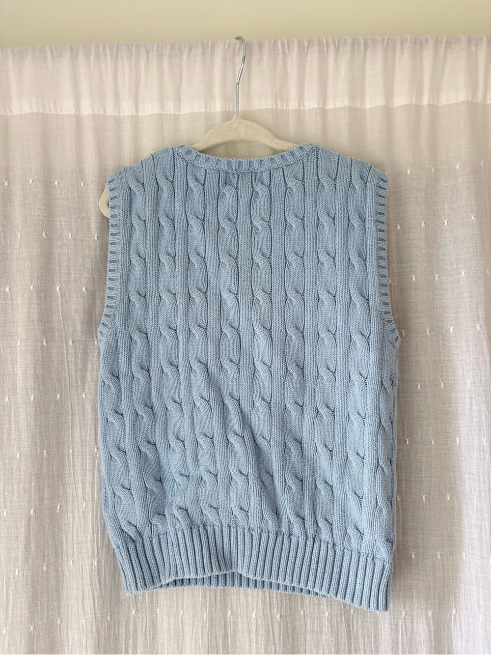 Polo by Ralph Lauren Light Blue Cable Knit V-Neck Sweater Vest - Picture 2 of 5